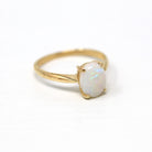 Genuine Opal Ring - Modern 14k Yellow Gold Oval Cabochon 1.06 CT Gem - Estate Circa 2000's Era Size 6 3/4 October Birthstone Fine Jewelry