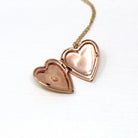 Modern Heart Locket - Estate 14k Rose Gold Genuine Diamond Necklace Pendant - Circa 2000's Era Photograph Keepsake Fine Celestial Jewelry