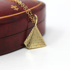 Sale - Estate Pyramid Charm - Modern 14k Yellow Gold Flat Pendant Necklace - Estate 2000s Ancient Egypt Egyptian Revival Historical Jewelry