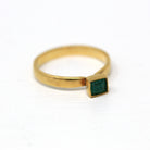 Created Emerald Ring - Estate 18k Yellow Gold Square Cut Solitaire Green Stone - Modern Circa 2000's Size 6 May Birthstone Fine Y2K Jewelry