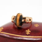 Sale - Tiger's Eye Ring - Victorian 14k Rose Gold Oval Cabochon Cut Gemstone - Antique Circa 1890's Size 6 3/4 Statement Fine Unisex Jewelry