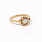 Vintage Opal Ring - Retro 10k Yellow Gold Oval Cabochon Cut .28 CT Gemstone - Vintage Circa 1970s Era Size 5 1/4 Curved Swoop Design Jewelry