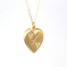 Puffy Heart Pendant - Estate 14k Yellow Gold Hollow Nature Inspired Design Charm Necklace - Vintage Circa 1990s Era Love Gift Fine Jewelry