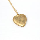 Puffy Heart Pendant - Estate 14k Yellow Gold Hollow Nature Inspired Design Charm Necklace - Vintage Circa 1990s Era Love Gift Fine Jewelry