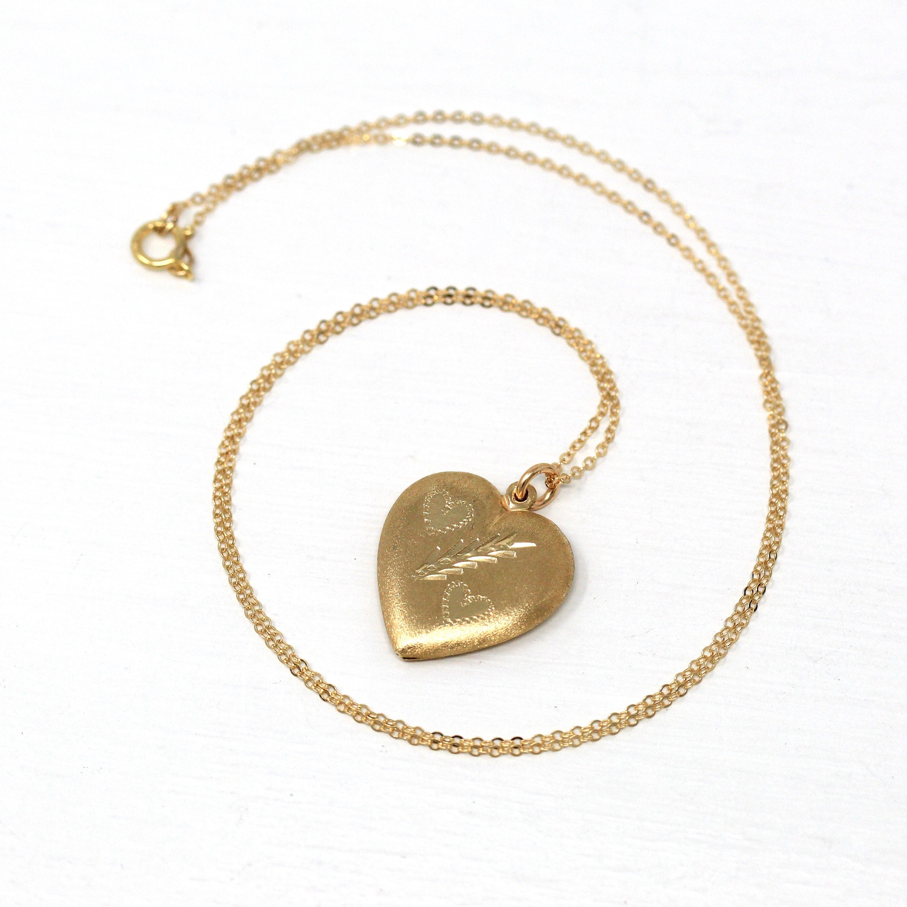 Puffy Heart Pendant - Estate 14k Yellow Gold Hollow Nature Inspired Design Charm Necklace - Vintage Circa 1990s Era Love Gift Fine Jewelry