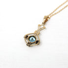 Sale - Blue Zircon Lavalier - Edwardian 10k Yellow Gold Genuine Blue 1.11 CT Gem Pendant - Antique Circa 1910s Floral Ostby Barton Jewelry