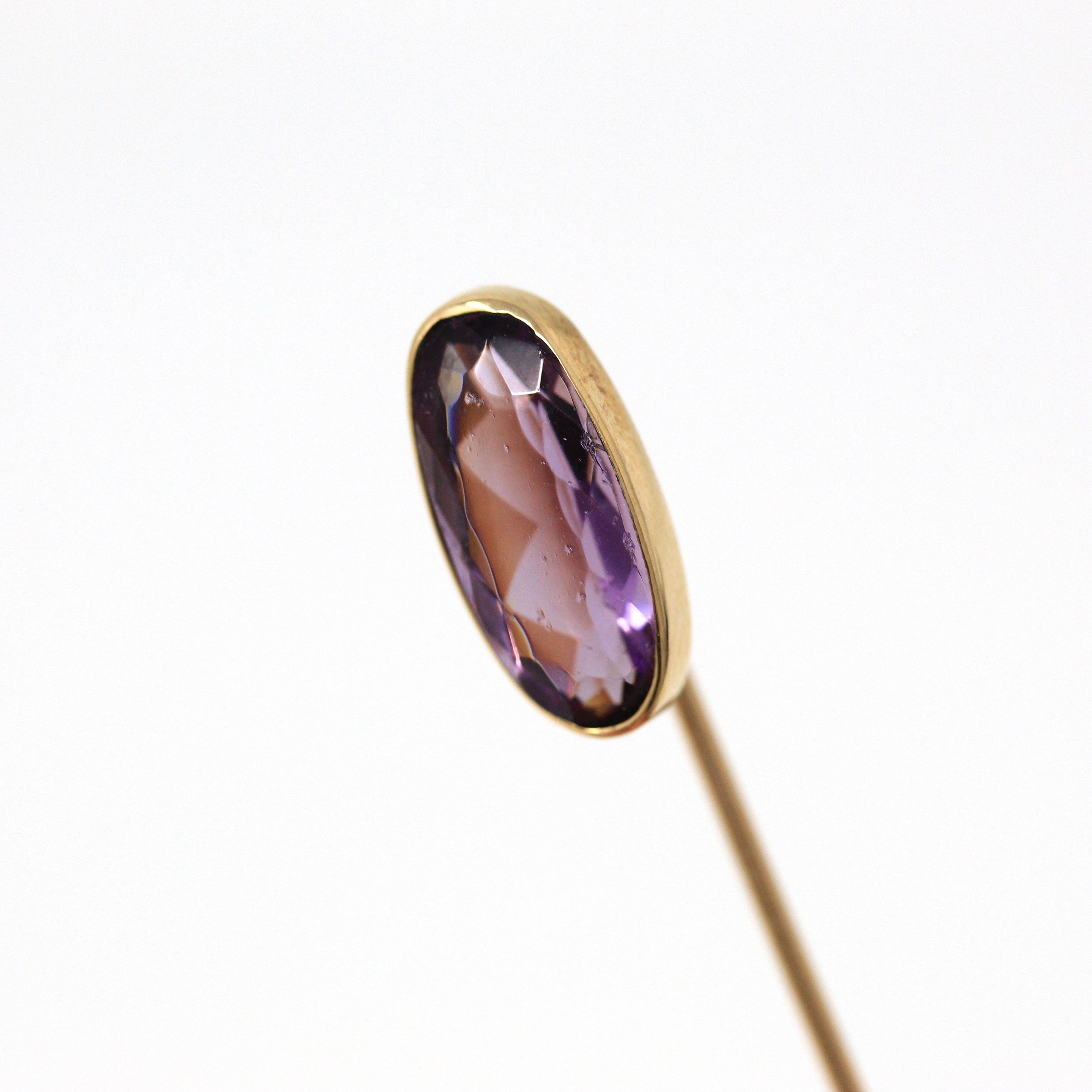 Antique Purple Amethyst Glass authentic Stick Pin