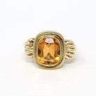 Genuine Citrine Ring - Retro 8k 333 Yellow Gold Oval 2.92 CT Gemstone - Vintage Circa 1960s Era Size 5 3/4 November Birthstone Jewelry