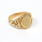 Snake Signet Ring - Edwardian Era 14k Yellow Gold Engraved Initials JPW Letters - Antique Dated 1904 Size 7 Fine Diamond Rare Jewelry