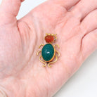 Vintage Bug Brooch - Retro 12k Gold Filled Genuine Carnelian Dyed Green Chalcedony Scarab Pin - Circa 1960s Era Beetle Insect WRE Jewelry