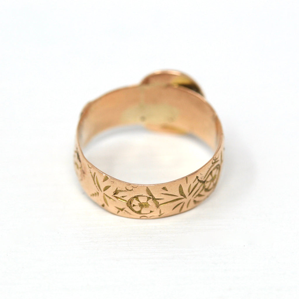 Antique Buckle Ring - Edwardian 9k Rose Gold English Belt Band - Vintage Hallmarked Chester 1913 Size 7 1/4 England Fine Wedding Jewelry