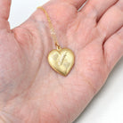 Puffy Heart Pendant - Estate 14k Yellow Gold Hollow Nature Inspired Design Charm Necklace - Vintage Circa 1990s Era Love Gift Fine Jewelry