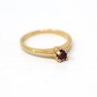 Sale - Genuine Amethyst Ring - Retro 14k Yellow Gold Round Faceted .12 CT Gem - Vintage Circa 1970s Size 5 1/2 February Birthstone Jewelry