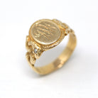 Snake Signet Ring - Edwardian Era 14k Yellow Gold Engraved Initials JPW Letters - Antique Dated 1904 Size 7 Fine Diamond Rare Jewelry