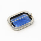 Art Deco Brooch - Vintage 10k White Gold Seed Pearl & Simulated Sapphire Statement Pin - Circa 1930s Era Blue Glass 30s Fine Jewelry