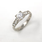 Vintage Engagement Ring - Mid Century Era Platinum & Genuine 0.7 CT Diamond Gemstone - Circa 1950s Size 5.5 Classic Bridal Jewelry W/ Report