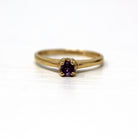 Sale - Genuine Amethyst Ring - Retro 14k Yellow Gold Round Faceted .12 CT Gem - Vintage Circa 1970s Size 5 1/2 February Birthstone Jewelry