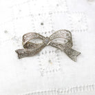 Vintage Bow Brooch - Art Deco 14k White Gold Old European Cut Diamond Ribbon Pin - Vintage Circa 1930s Era Flower Filigree Fine 30s Jewelry