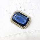 Art Deco Brooch - Vintage 10k White Gold Seed Pearl & Simulated Sapphire Statement Pin - Circa 1930s Era Blue Glass 30s Fine Jewelry