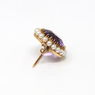 Genuine Amethyst Brooch - Edwardian 14k Yellow Gold Round Faceted 11.41 CT Cultured Pearls Pin - Antique Circa 1900s Era Fine Jewelry