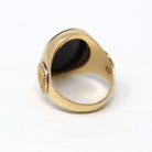 1936 Class Ring - Art Deco 10k Yellow Gold Elizabethtown College Signet - Vintage Carved Initial E Genuine Black Onyx Statement Fine Jewelry