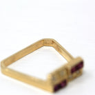 Estate Geometric Ring - 14k Yellow Created Ruby & Genuine Diamond Gemstones - Circa 1990s Era Modernist Style Dainty Size 6.75 Fine Jewelry