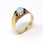 Antique Opal Ring - Edwardian Era 10k Gold Genuine Cabochon Cut 1.08 Ct Gem - Vintage Circa 1900s Era Size 11 3/4 Statement Fine Jewelry