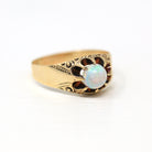 Antique Opal Ring - Edwardian Era 10k Gold Genuine Cabochon Cut 1.08 Ct Gem - Vintage Circa 1900s Era Size 11 3/4 Statement Fine Jewelry