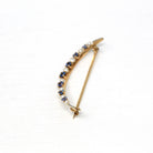 Crescent Moon Brooch - Edwardian 14k Yellow Gold Genuine Sapphires Seed Pearls Pin - Antique Circa 1910s Celestial Accessory Fine Jewelry