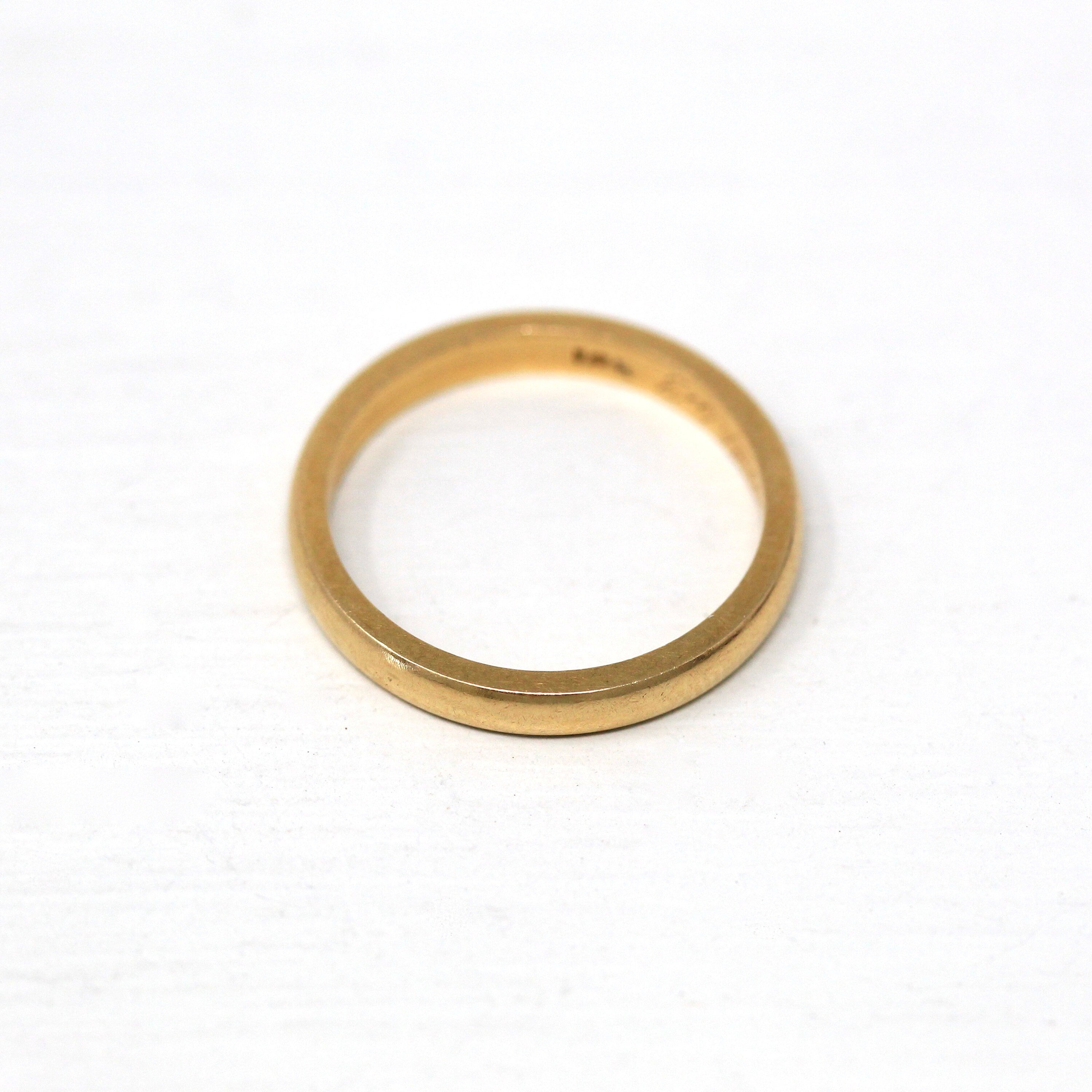 Antique Ring Band - Edwardian 18k Yellow Gold Unadorned Free Of Design - Dated 1910 Era Size 6 Stacking Unisex Wedding Band Fine Jewelry