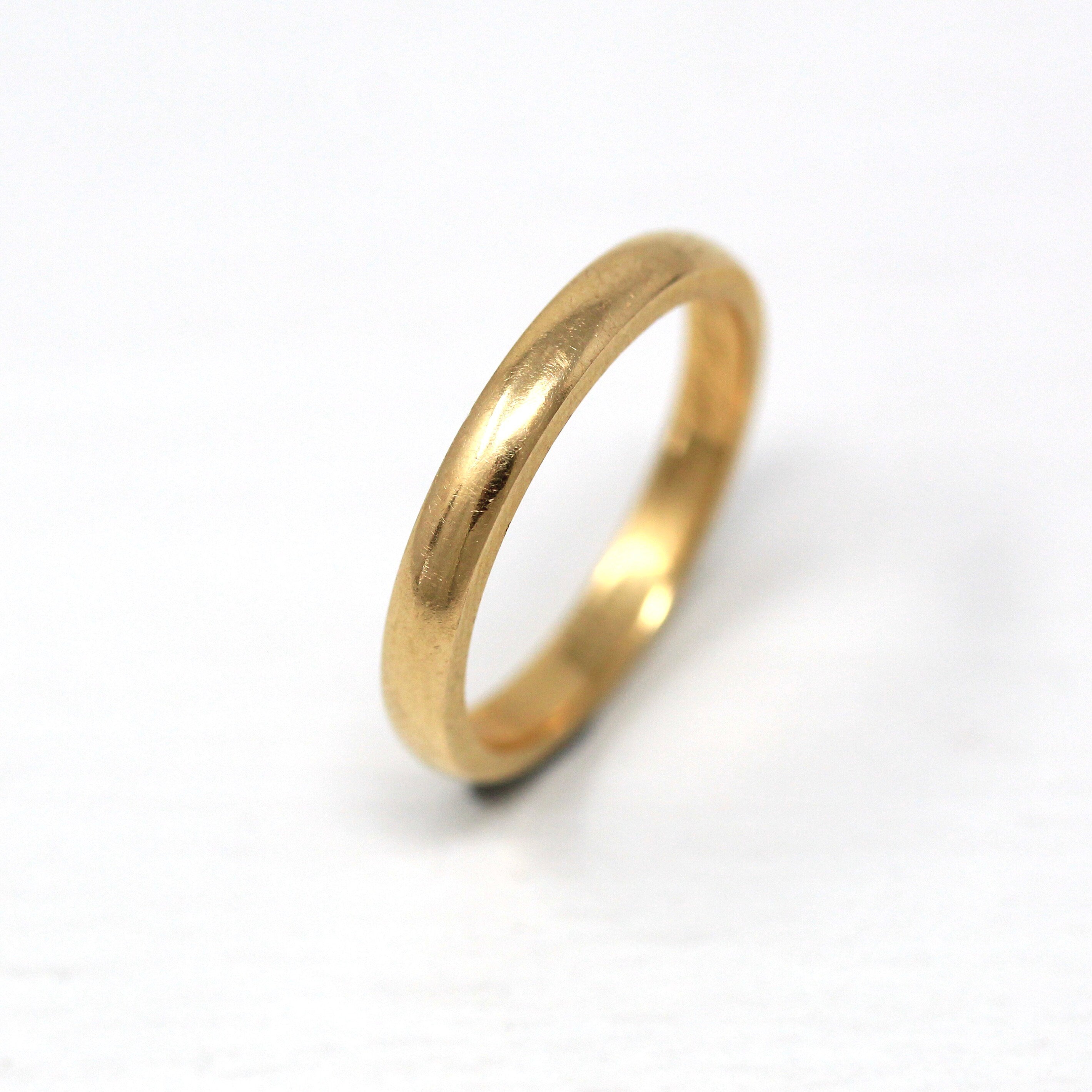 Antique Ring Band - Edwardian 18k Yellow Gold Unadorned Free Of Design - Dated 1910 Era Size 6 Stacking Unisex Wedding Band Fine Jewelry