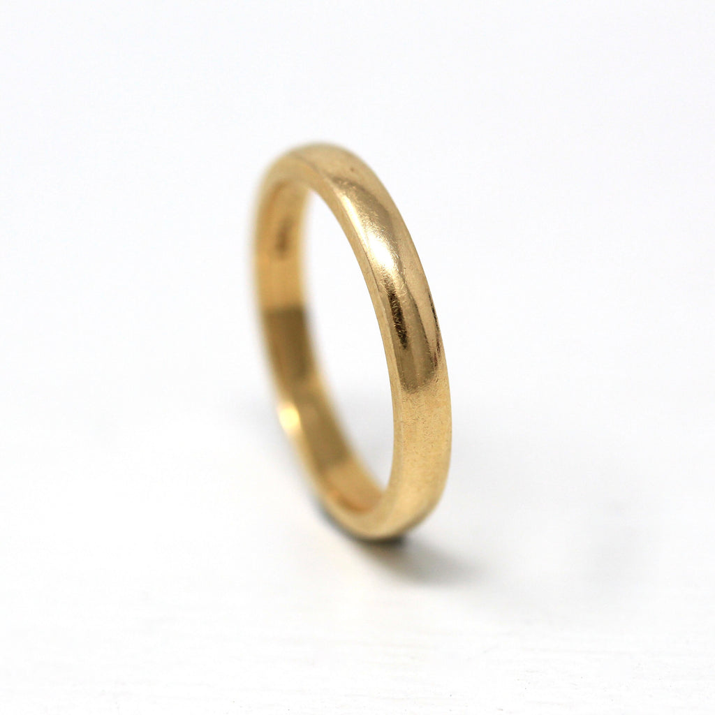 Antique Ring Band - Edwardian 18k Yellow Gold Unadorned Free Of Design - Dated 1910 Era Size 6 Stacking Unisex Wedding Band Fine Jewelry