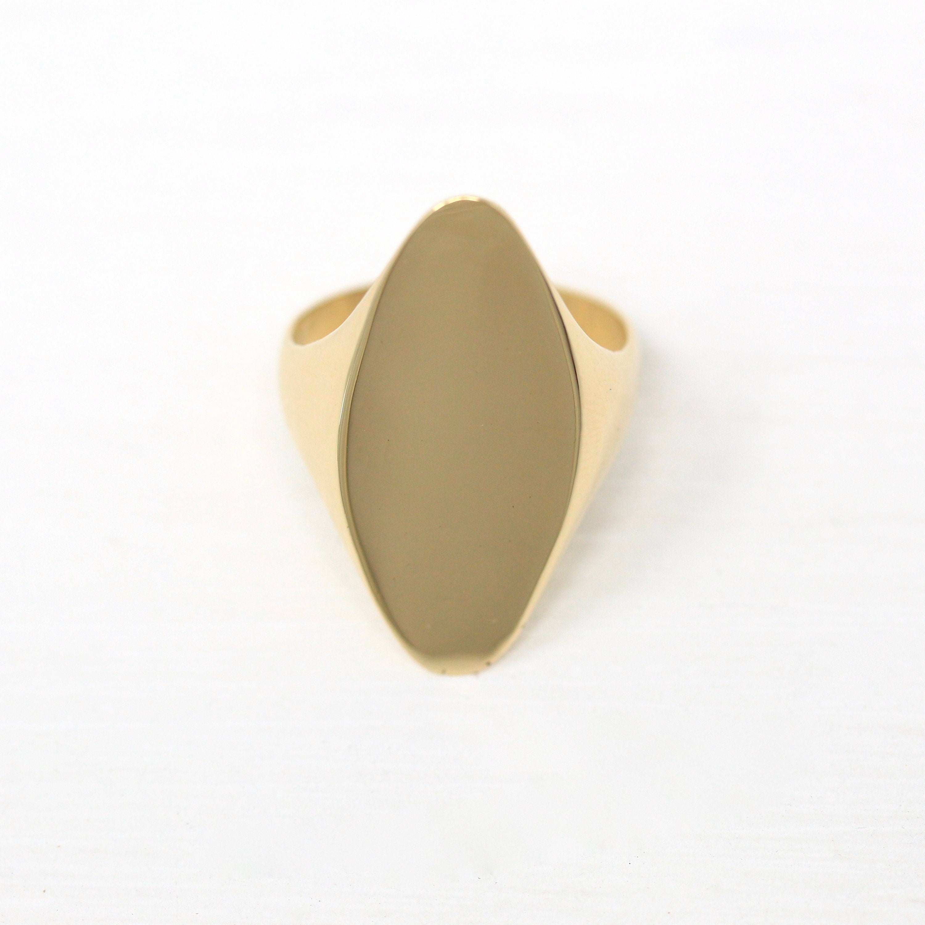 Blank Signet Ring - Retro 10k Yellow Gold Ready To Engrave Personalize ...