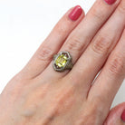 Antique Filigree Ring - Art Deco Era 10k White Gold 2.47 Ct Created Yellow Sapphire Statement - Vintage Circa 1920s Size 5 1/4 Fine Jewelry