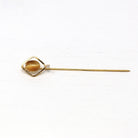 Vintage Stick Pin - Retro 12k Gold Filled Genuine Tiger's Eye Gem Cabochon - Circa 1970s Fashion Accessory Neckwear Genuine Diamond Jewelry