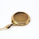 Antique Locket Fob - Edwardian Hallmarked 1903 9K Yellow Gold Glass Pendant Necklace - Vintage English Keepsake Charm Fine Shaker Jewelry