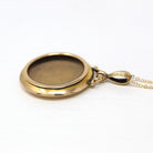 Antique Locket Fob - Edwardian Hallmarked 1903 9K Yellow Gold Glass Pendant Necklace - Vintage English Keepsake Charm Fine Shaker Jewelry