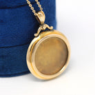 Antique Locket Fob - Edwardian Hallmarked 1903 9K Yellow Gold Glass Pendant Necklace - Vintage English Keepsake Charm Fine Shaker Jewelry