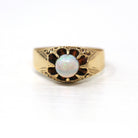 Antique Opal Ring - Edwardian Era 10k Gold Genuine Cabochon Cut 1.08 Ct Gem - Vintage Circa 1900s Era Size 11 3/4 Statement Fine Jewelry