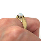 Antique Opal Ring - Edwardian Era 10k Gold Genuine Cabochon Cut 1.08 Ct Gem - Vintage Circa 1900s Era Size 11 3/4 Statement Fine Jewelry