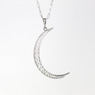 Crescent Moon Necklace - Edwardian Platinum 1.14 ctw Diamond Conversion Pendant - Antique Circa 1910s Era Celestial Gem Fine Rare Jewelry