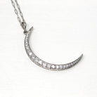 Crescent Moon Necklace - Edwardian Platinum 1.14 ctw Diamond Conversion Pendant - Antique Circa 1910s Era Celestial Gem Fine Rare Jewelry