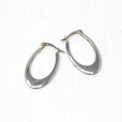 Modern Gold Hoops - Estate 14k White Gold Latch Back Light Weight Earring Pair - 2000's Silver Tone Classic Oval Fine 1 Inch Y2K Jewelry