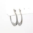 Modern Gold Hoops - Estate 14k White Gold Latch Back Light Weight Earring Pair - 2000's Silver Tone Classic Oval Fine 1 Inch Y2K Jewelry