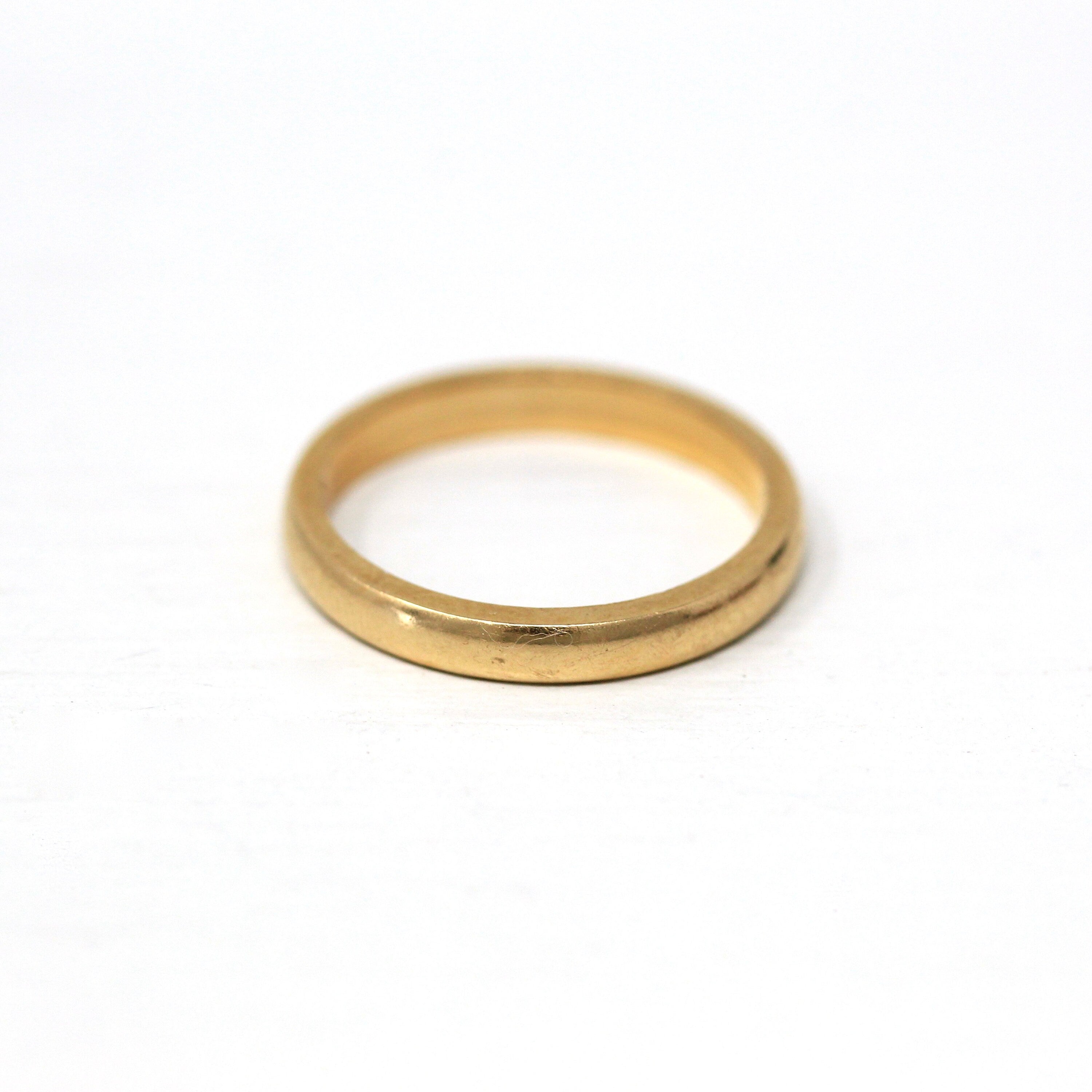 Antique Ring Band - Edwardian 18k Yellow Gold Unadorned Free Of Design - Dated 1910 Era Size 6 Stacking Unisex Wedding Band Fine Jewelry