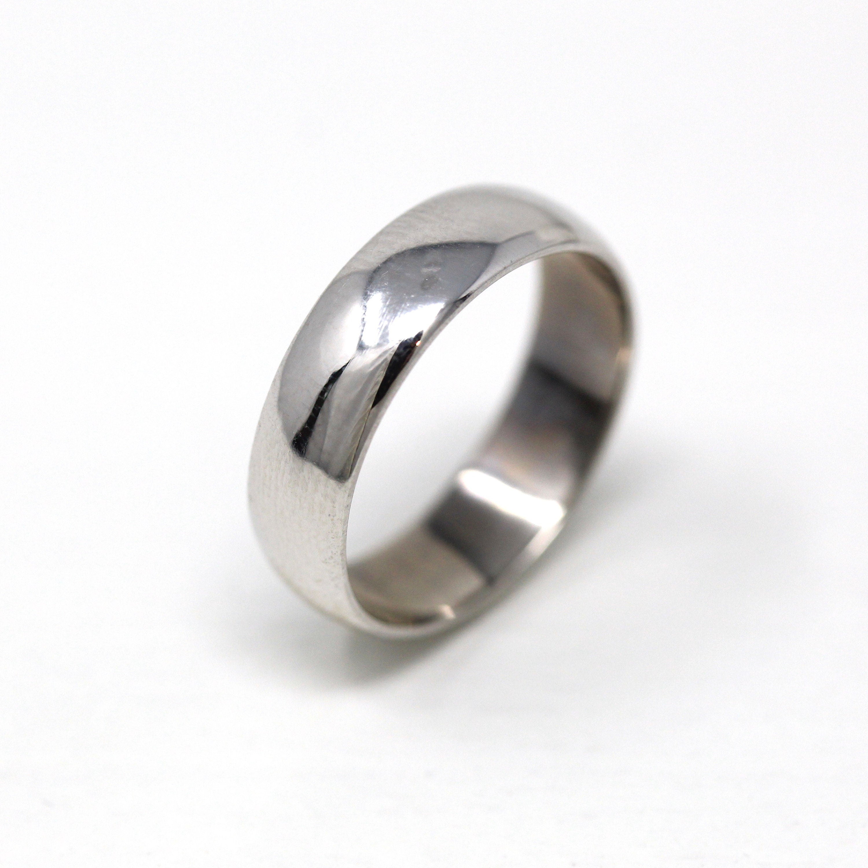Sale Estate Wedding Band Modern 14k White Gold High Polished 5 mm MJV