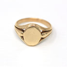 Blank Signet Ring - Retro 10k Yellow Gold Statement Customizable Engrave - Vintage Circa 1940s Era Size 11 3/4 Masculine Fine 40s Jewelry