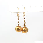 Victorian Gold Earrings - Antique 14k Yellow Gold Dangle Drop Faceted Spheres - Circa 1890s Era Long Fine Disco Ball Rare Jewelry