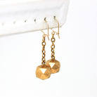 Victorian Gold Earrings - Antique 14k Yellow Gold Dangle Drop Faceted Spheres - Circa 1890s Era Long Fine Disco Ball Rare Jewelry