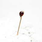 Antique Stick Pin - Edwardian 14k Yellow Gold Pear Cut Genuine Garnet Gemstone - Circa 1910s Era Fashion Accessory Scarf Hat Fine Jewelry